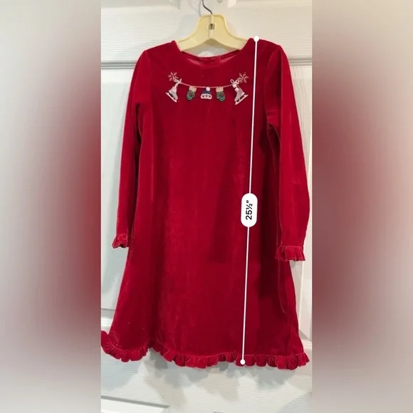 🎄 Sophie Rose Red Velvet Christmas Dress withh Holiday Embellishments size 6X - Picture 8 of 14